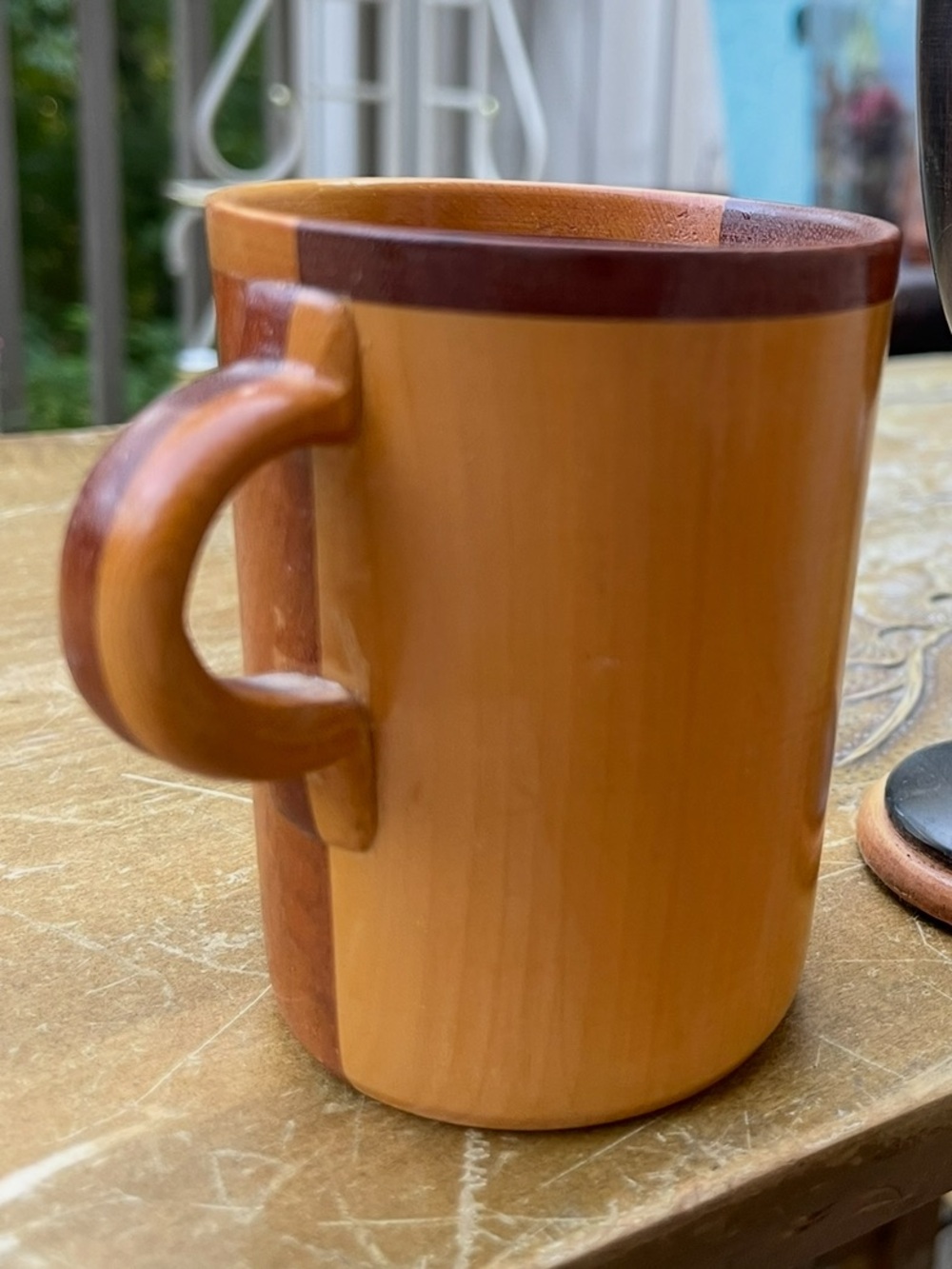 Vintage handmade wooden mug